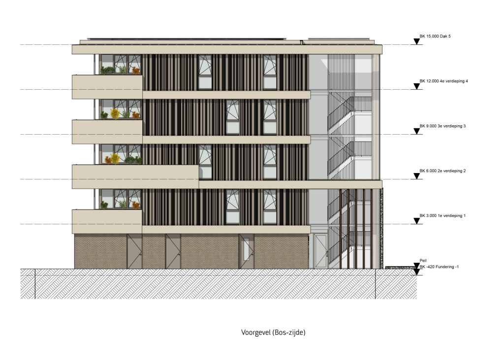 Voorgevel appartementencomplex Waterroos Emmeloord