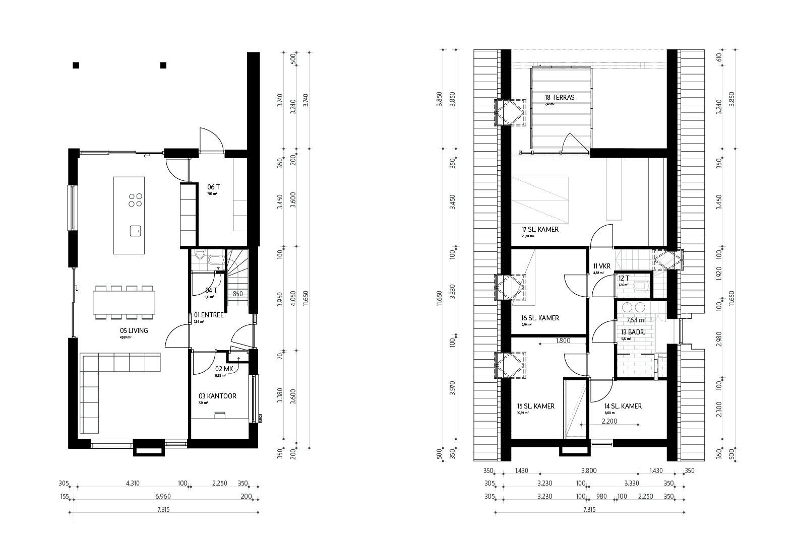Plattegrond vrijstaande nieuwbouwwoning Espel